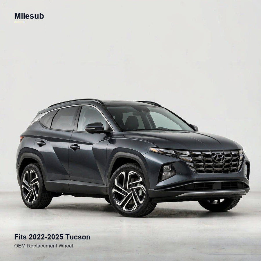 19x7.5 Black replacement wheel installed on a Hyundai Tucson 2022-2025