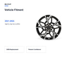 Bolt pattern and offset chart for the 19x7.5 Black Machined Face replacement wheel for Hyundai Tucson 2021-2024