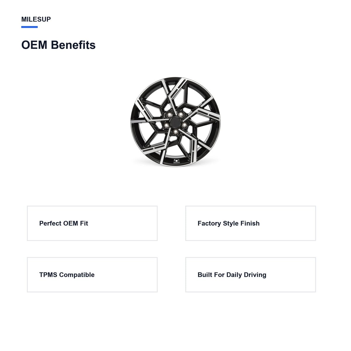 OEM-style design features of the 19x7.5 Black Machined Face replacement wheel for Hyundai Tucson 2021-2024