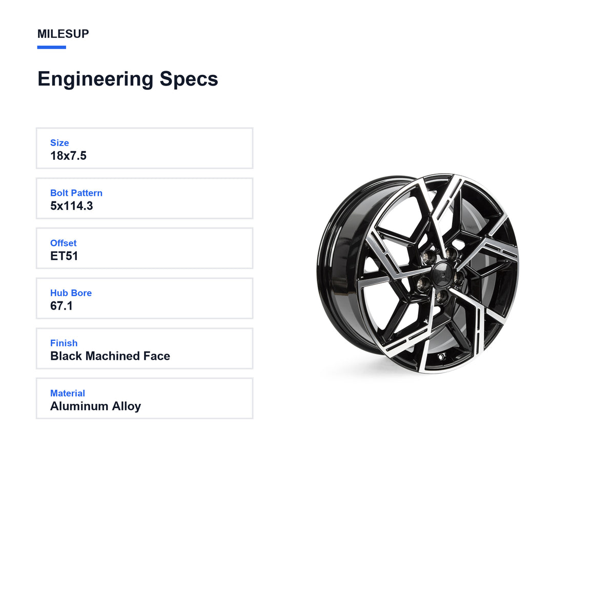 Milesub 18" OEM Style Replacement Wheel for Hyundai Sonata 2020-2026 - Engineering Specs